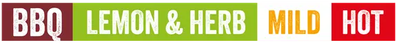 Chicken flavour lemon & herb, hot or peri peri text